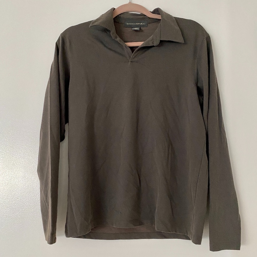 Banana Republic - Men's Collared Brown Sweater Polo Sweatshirt